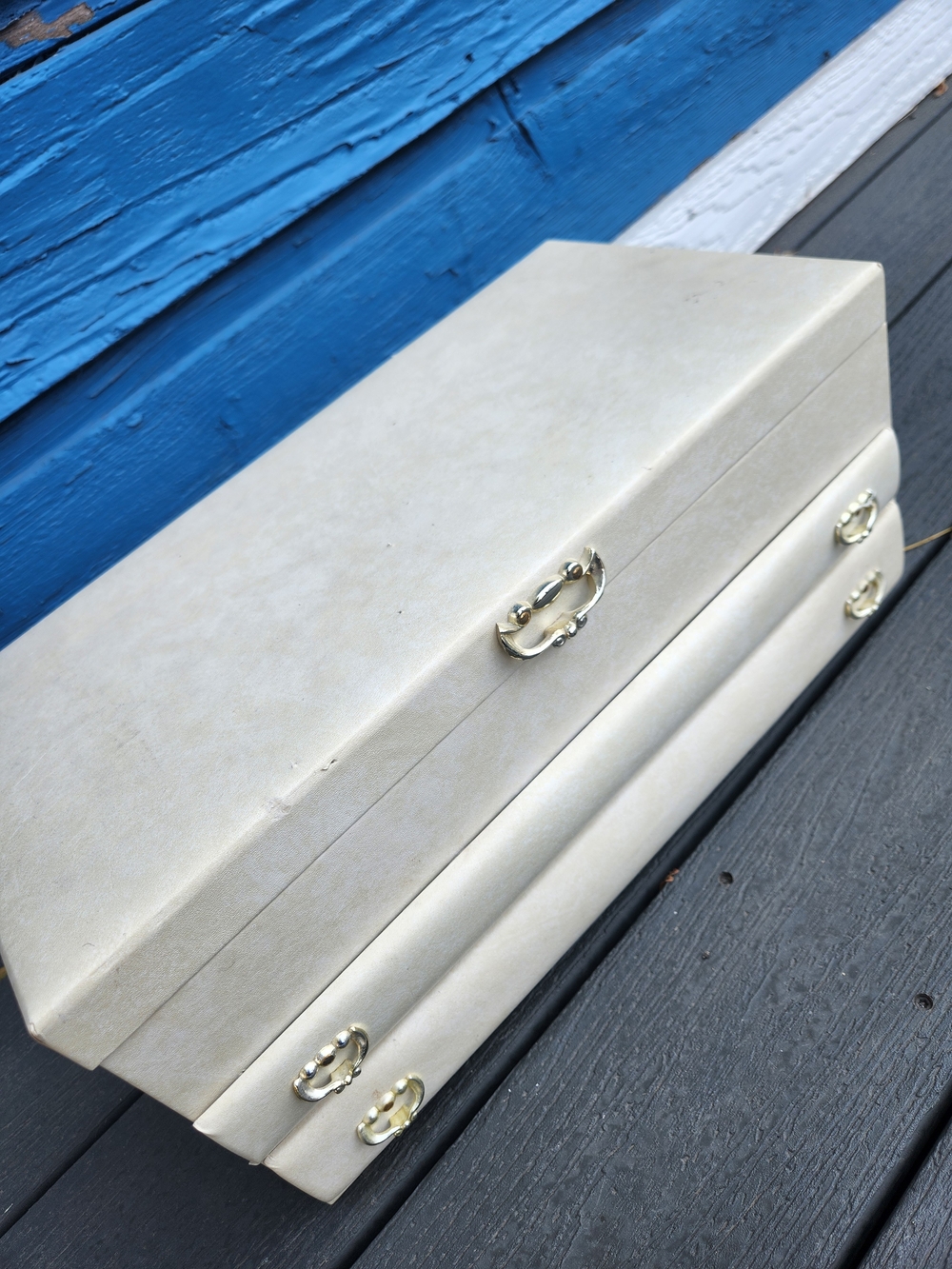 Buxton Cream Jewelry Box Trio with Gold Hardware